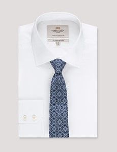 Navy Medallion Geo Italian Silk Tie - 1913 Collection-preview2