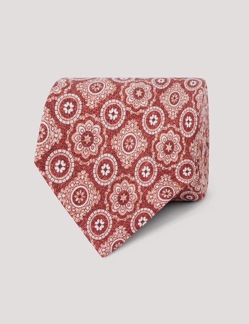 Rust Medallion Geo Italian Silk Tie - 1913 Collection