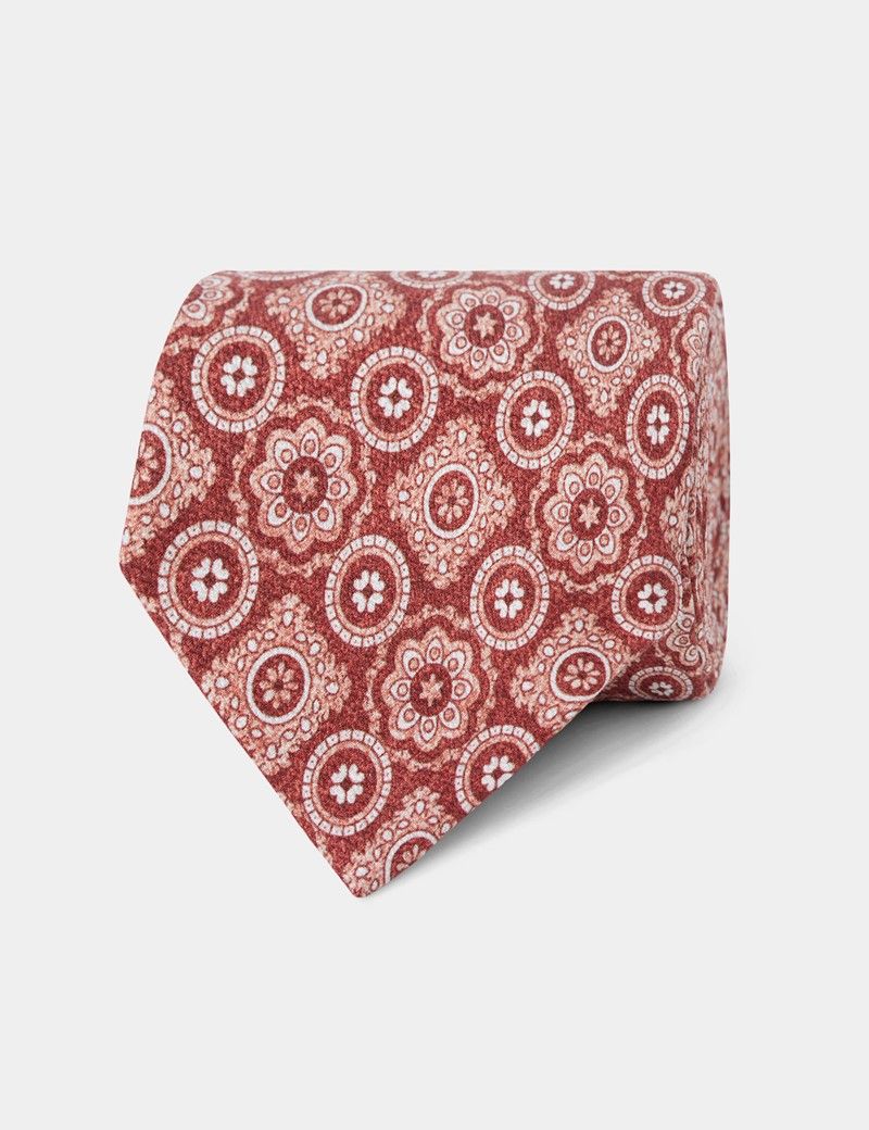 Rust Medallion Geo Italian Silk Tie - 1913 Collection