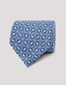 Navy Geometric Italian Silk Tie - 1913 Collection