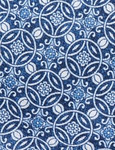 Navy Geometric Italian Silk Tie - 1913 Collection-preview1