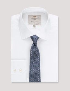 Navy Geometric Italian Silk Tie - 1913 Collection-preview2