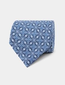 Navy Geometric Italian Silk Tie - 1913 Collection