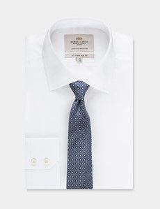 Navy Geometric Italian Silk Tie - 1913 Collection-preview2