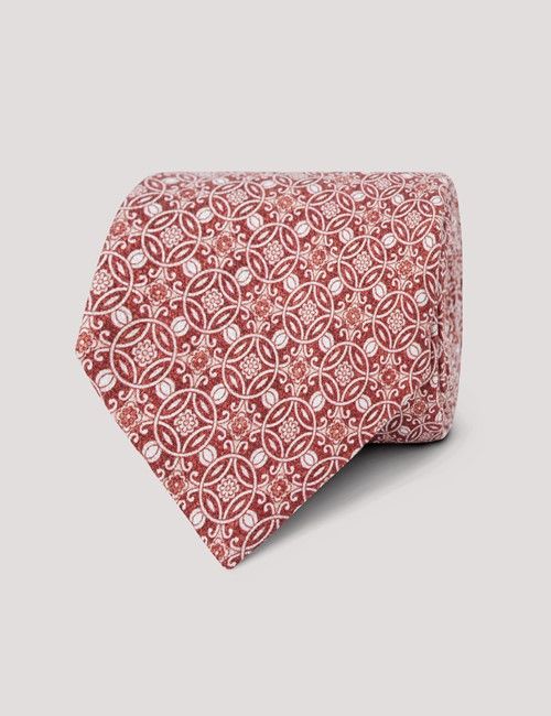 Rust Geometric Italian Silk Tie - 1913 Collection