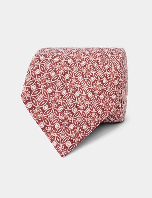 Rust Geometric Italian Silk Tie - 1913 Collection