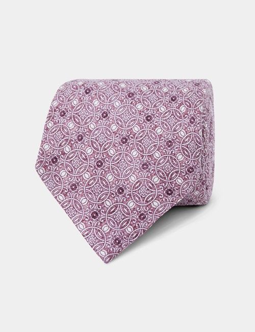 Rose Pink Geometric Italian Silk Tie - 1913 Collection