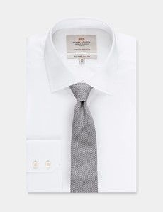 Grey Pied de Poule Italian Silk Tie - 1913 Collection-preview2