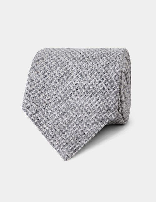 Grey Pied de Poule Italian Silk Tie - 1913 Collection