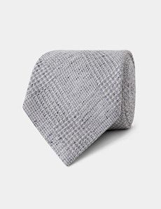 Grey Prince of Wales Check Italian Silk Tie - 1913 Collection