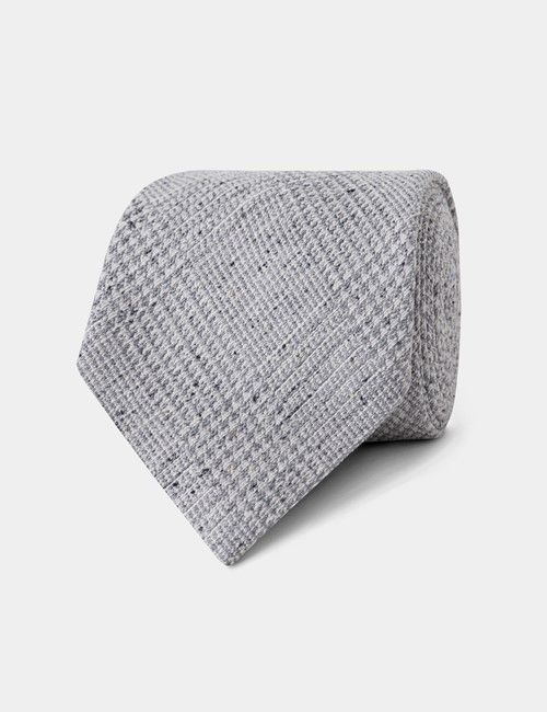 Grey Prince of Wales Check Italian Silk Tie - 1913 Collection