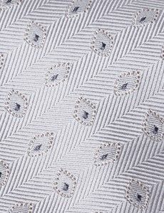 Silver Micro Jacquard Italian Silk Tie - 1913 Collection-preview1