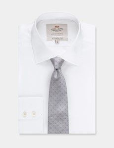 Silver Micro Jacquard Italian Silk Tie - 1913 Collection-preview2