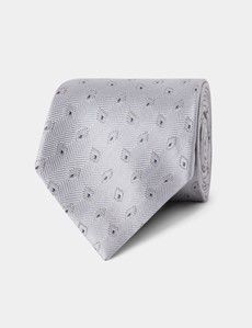 Silver Micro Jacquard Italian Silk Tie - 1913 Collection