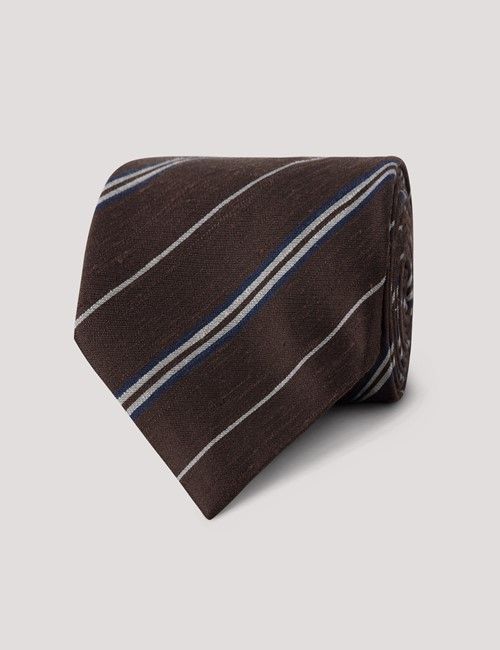 Chocolate Stripe Italian Shantung Silk Tie - 1913 Collection