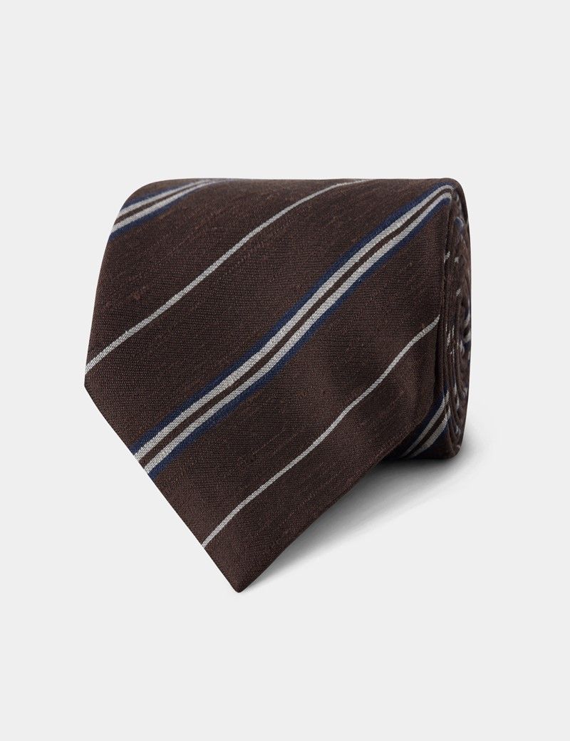 Chocolate Stripe Shantung 1913 Tie