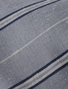 Grey Stripe Italian Shantung Silk Tie - 1913 Collection-preview1