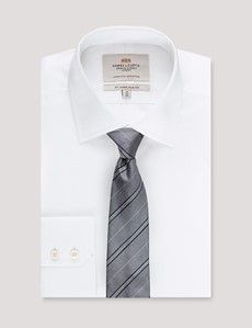 Grey Stripe Italian Shantung Silk Tie - 1913 Collection-preview2