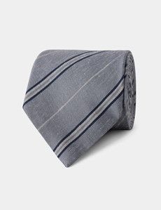 Grey Stripe Italian Shantung Silk Tie - 1913 Collection