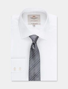 Grey Stripe Italian Shantung Silk Tie - 1913 Collection-preview2