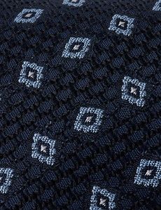 Navy Diamond Grenadine Italian Silk Tie - 1913 Collection-preview1