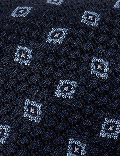 Navy Diamond Grenadine Italian Silk Tie - 1913 Collection-preview