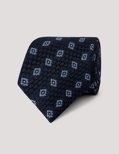 Navy Diamond Grenadine Italian Silk Tie - 1913 Collection