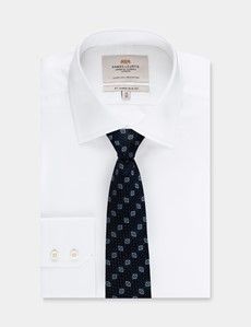 Navy Diamond Grenadine Italian Silk Tie - 1913 Collection-preview2