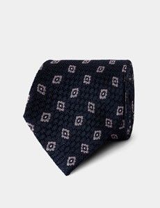 Navy & Pink Diamond Grenadine 1913 Tie