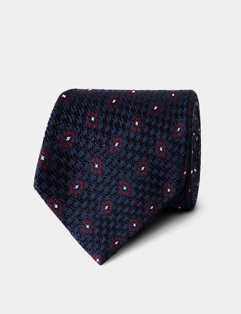 Navy & Burgundy Diamond Grenadine 1913 Tie