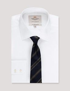 Navy Stripe Italian Shantung Silk Tie - 1913 Collection-preview2