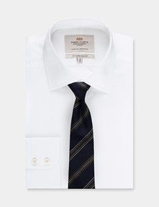 Navy Stripe Italian Shantung Silk Tie - 1913 Collection