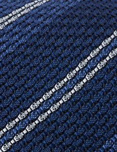 Blue Stripe Grenadine Italian Silk Tie - 1913 Collection-preview1