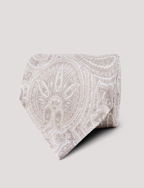 Champagne Tonal Paisley Italian Silk Tie - 1913 Collection