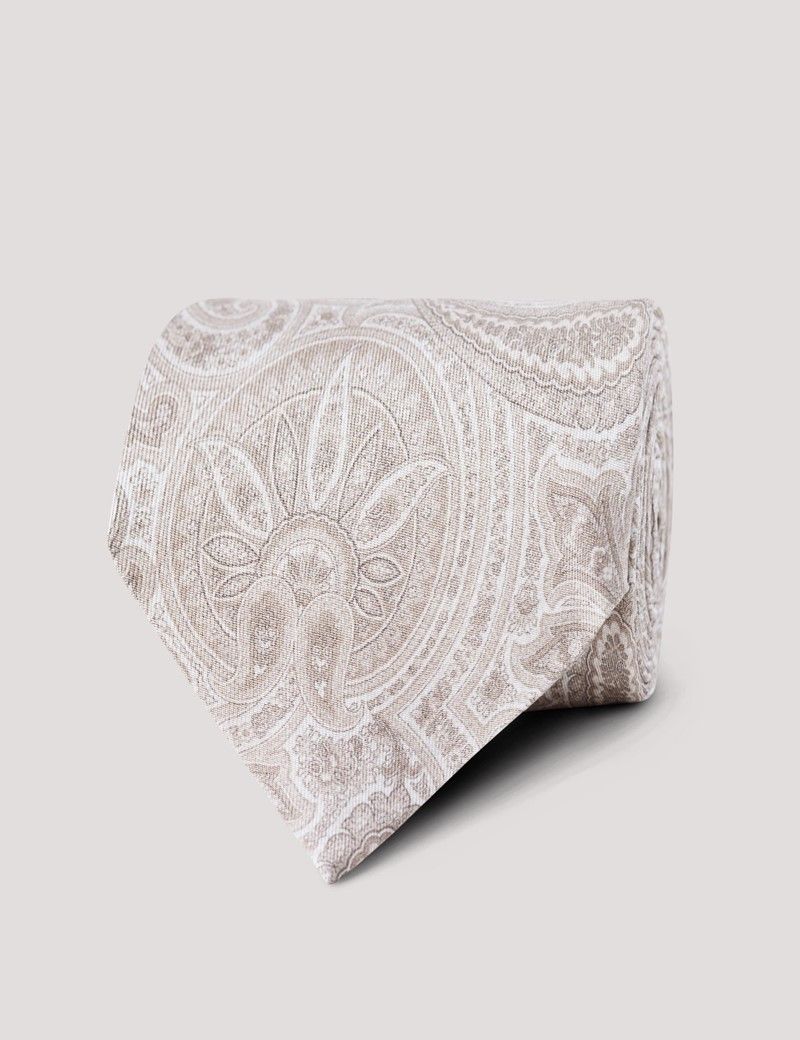 Champagne Tonal Paisley Italian Silk Tie - 1913 Collection
