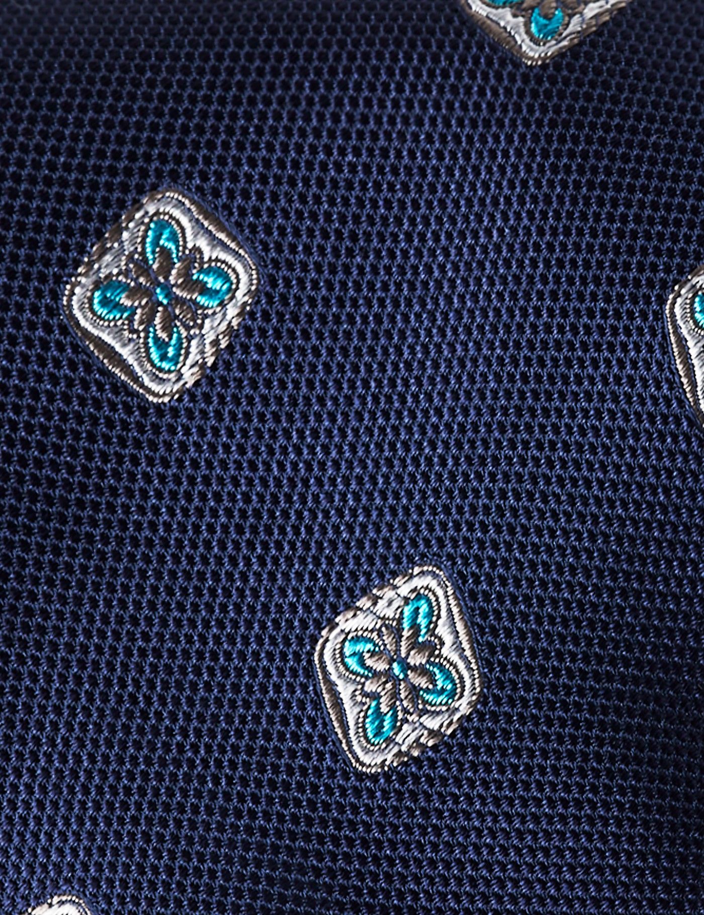 Navy & Turquoise Medallion 1913 Tie-preview