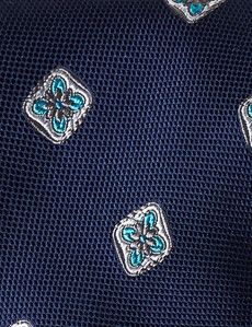 Navy & Turquoise Medallion 1913 Tie