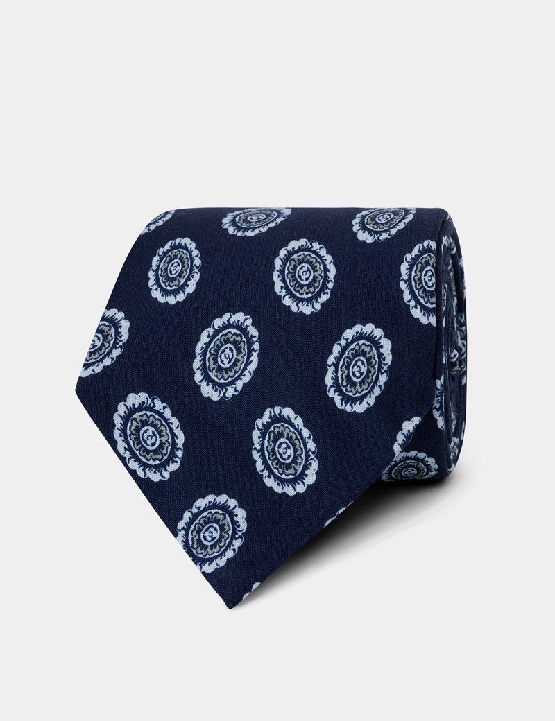 Navy Round Medallion 1913 Tie