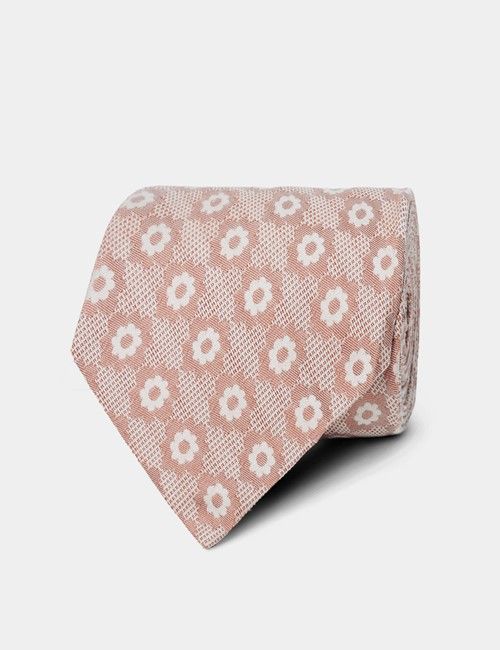 Classic Fit Pink & White Textured Weave Non-Iron Shirt