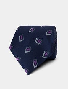 Navy & Purple Jacquard Geo 1913 Tie
