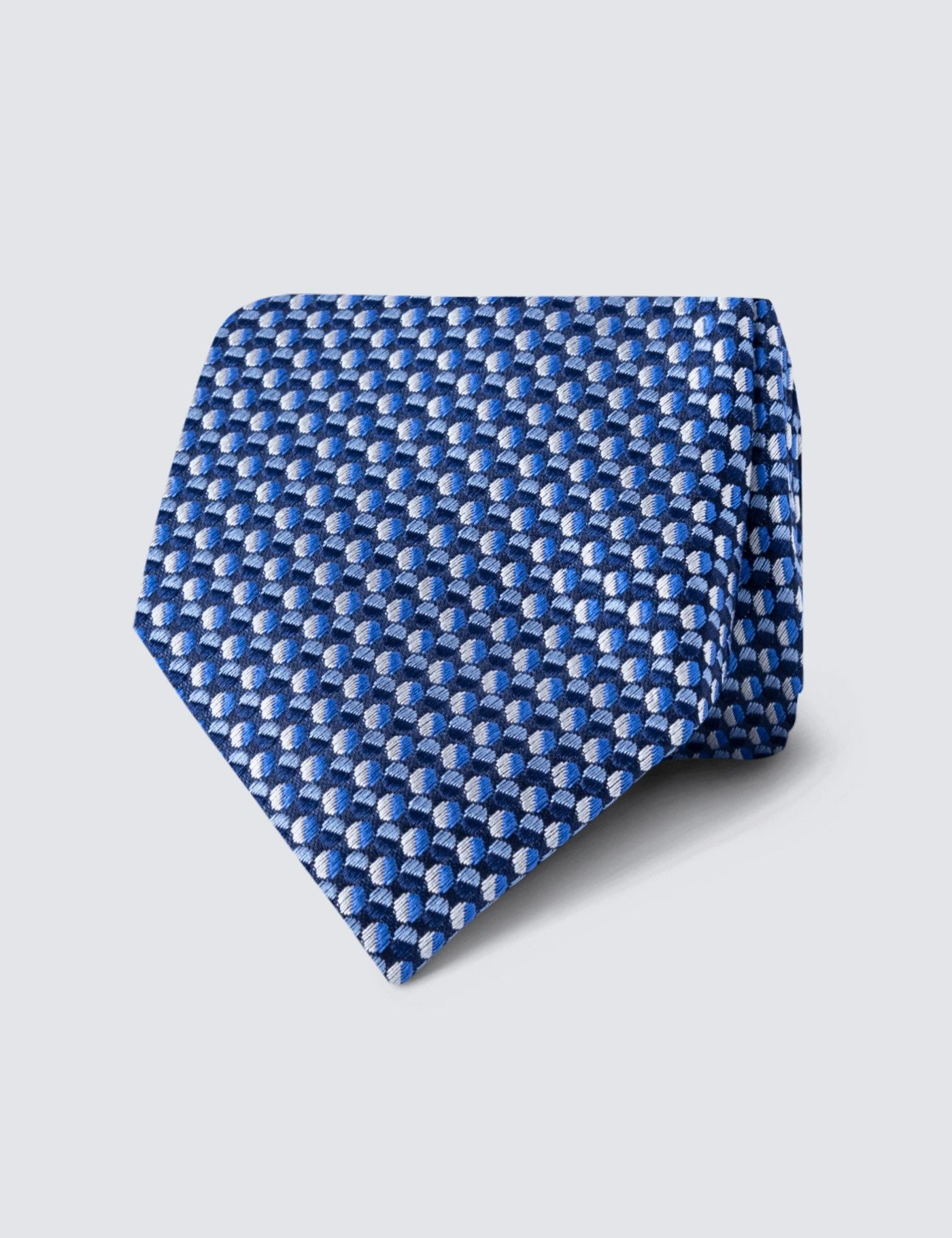 Men's Blue Two Tone Circles Print Tie - 100% Silk | Hawes Men's Blue Two Tone Circles Print Tie - 100% Silk | Hawes