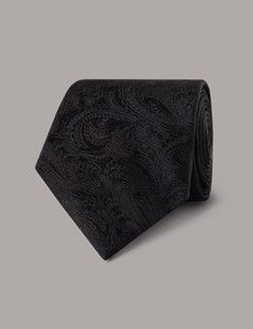 Black Paisley Tie - 100% Silk