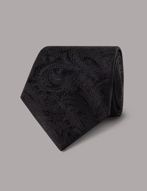 Black Paisley Tie - 100% Silk