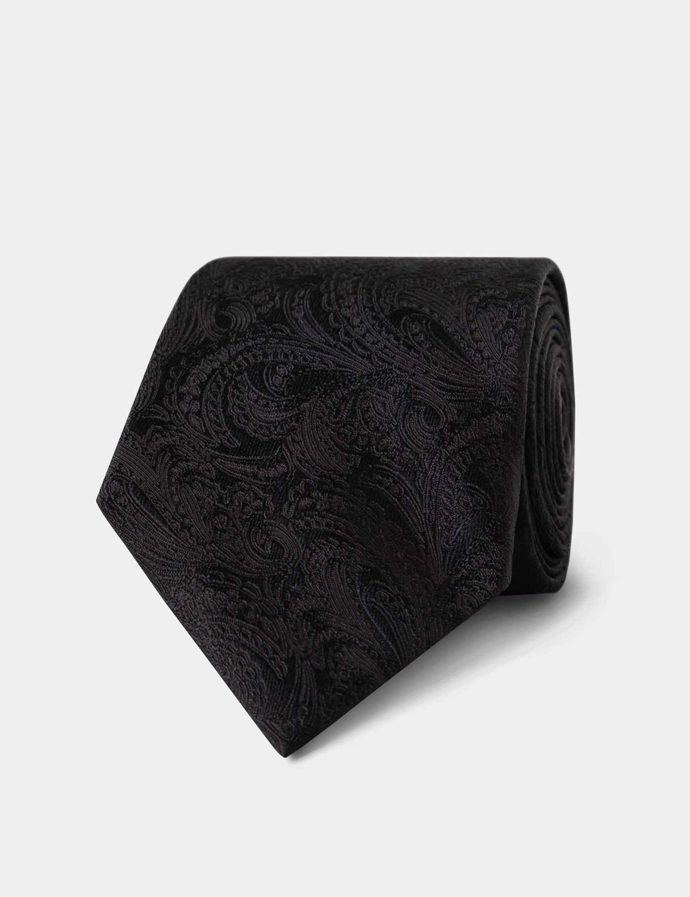 Black Paisley Tie - 100% Silk