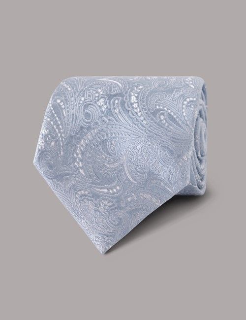 Sky Blue Paisley Tie - 100% Silk