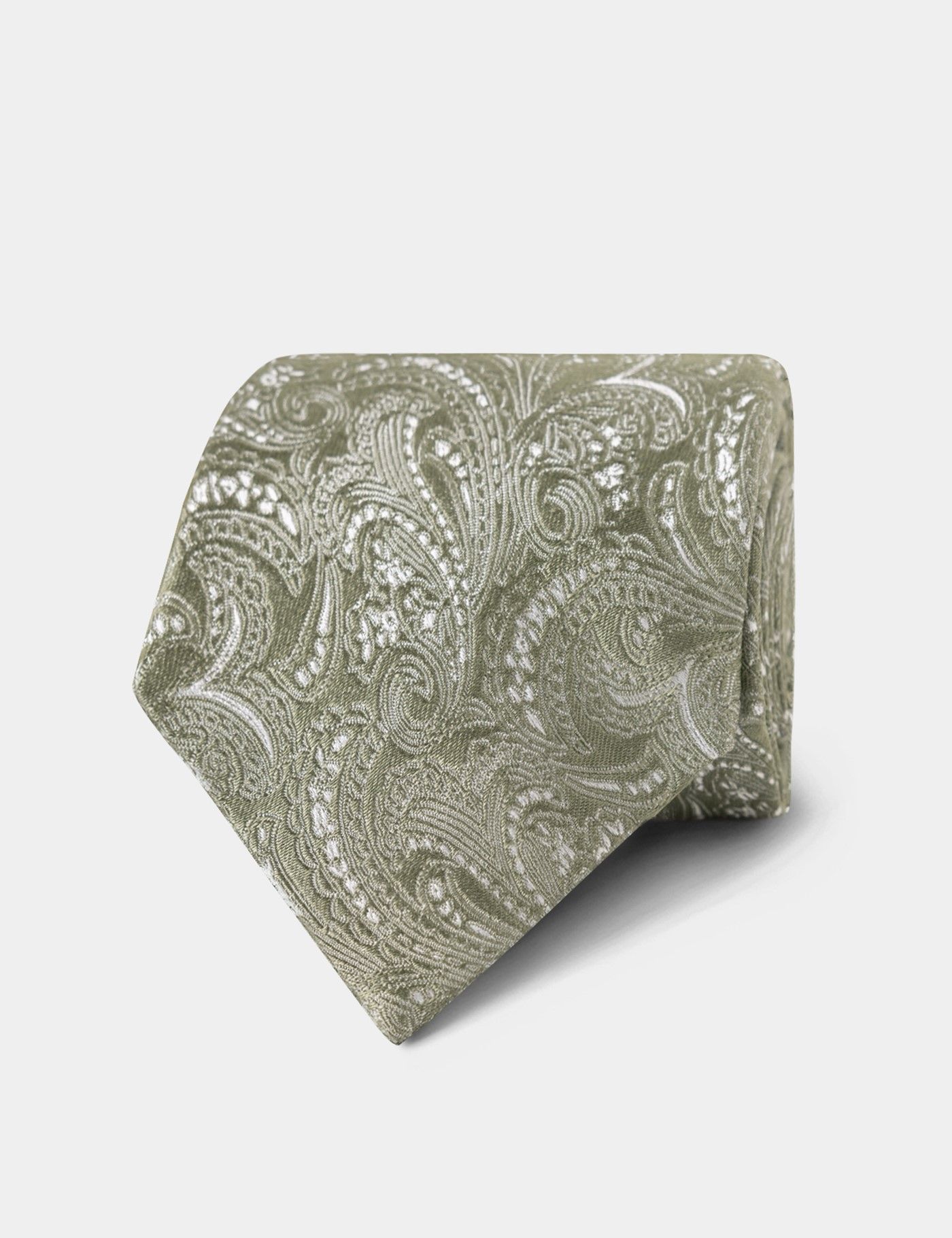 Sage Green Paisley Tie - 100% Silk