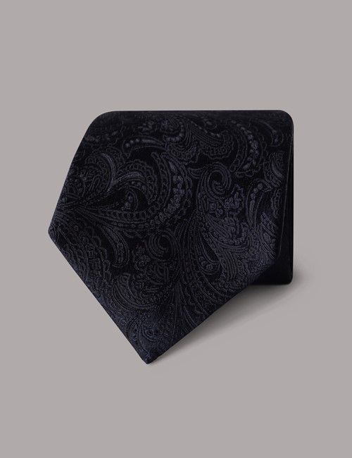 Navy Paisley Tie - 100% Silk
