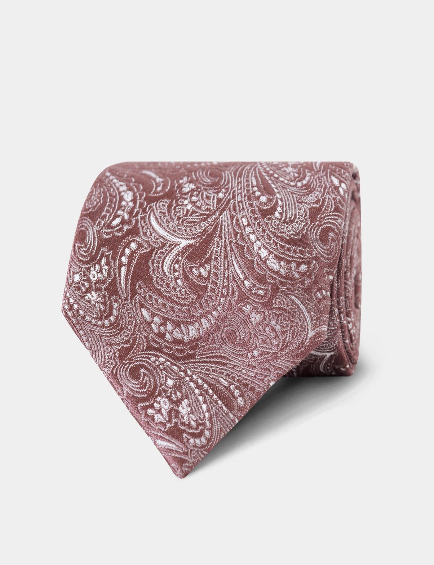 Rose Pink Paisley Tie - 100% Silk