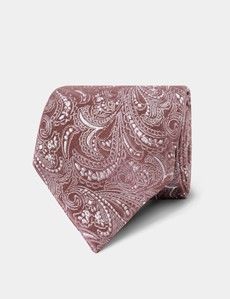 Rose Pink Paisley Tie - 100% Silk