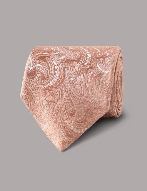 Peach Paisley Tie - 100% Silk